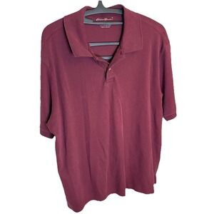 Eddie Bauer Short Sleeve‎ Polo Shirt Mens L Burgundy